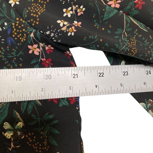 VERONICA M Black Floral Blouse Size Small Turtleneck Tie Sleeves - Picture 9 of 12